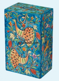 Rectangular "Peacock" Tzedakah Box by aJudaica